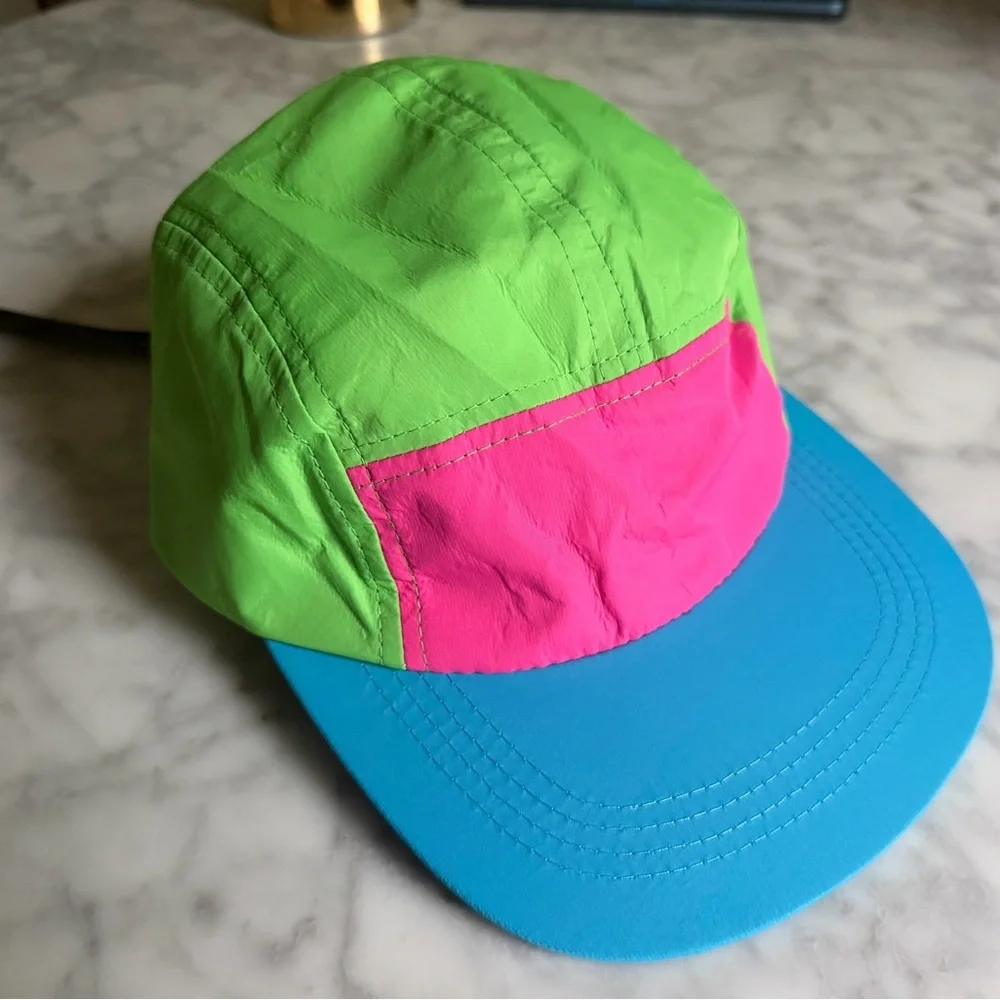 Neon Green Pink Blue Colorblock 5-Panel Cap 80’s 90’s Fresh Prince Vintage Hat